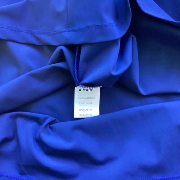 A.Marsi Blue Asymmetrical Dress With Adjustable Straps & Pockets Size L Made In - Picture 6 of 7